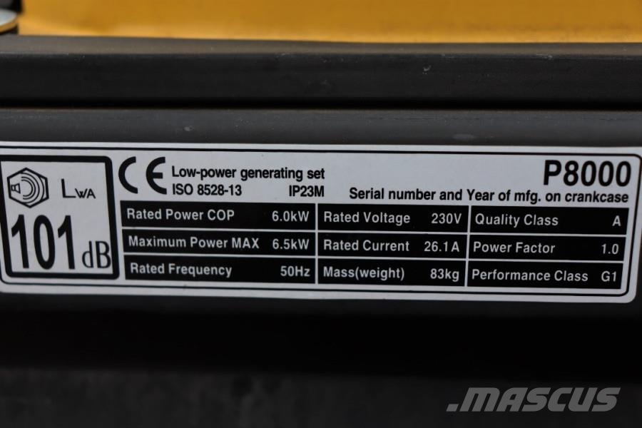 Atlas Copco P8000 Gasoline, 6.5 kVA Dizelski agregati