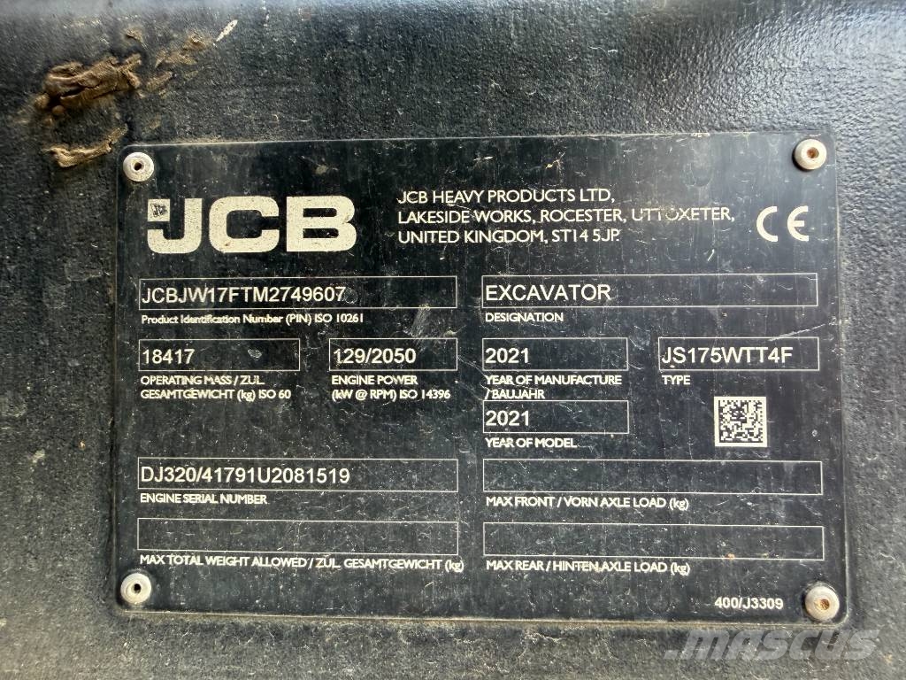 JCB JS 175 W Excavadoras de ruedas