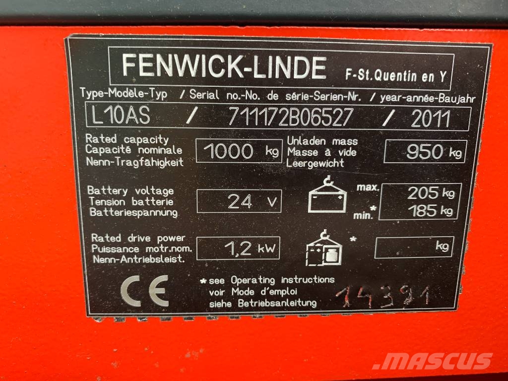 Linde L10AS /WIDE/ /172/ V-3814 OB ハンド　パレットトラック