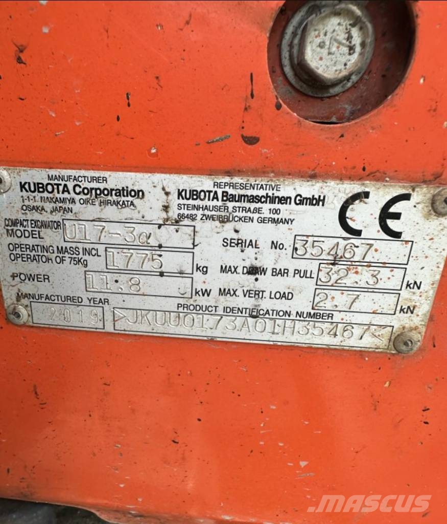 Kubota U 17-3 Mini bagri <7t