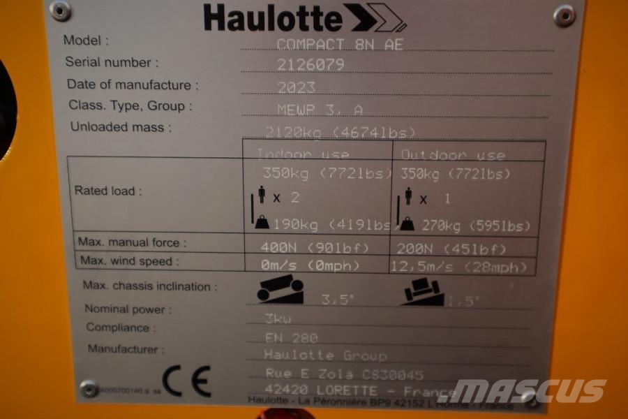 Haulotte Compact 8N Valid inspection, *Guarantee! 8m Workin Saxliftar
