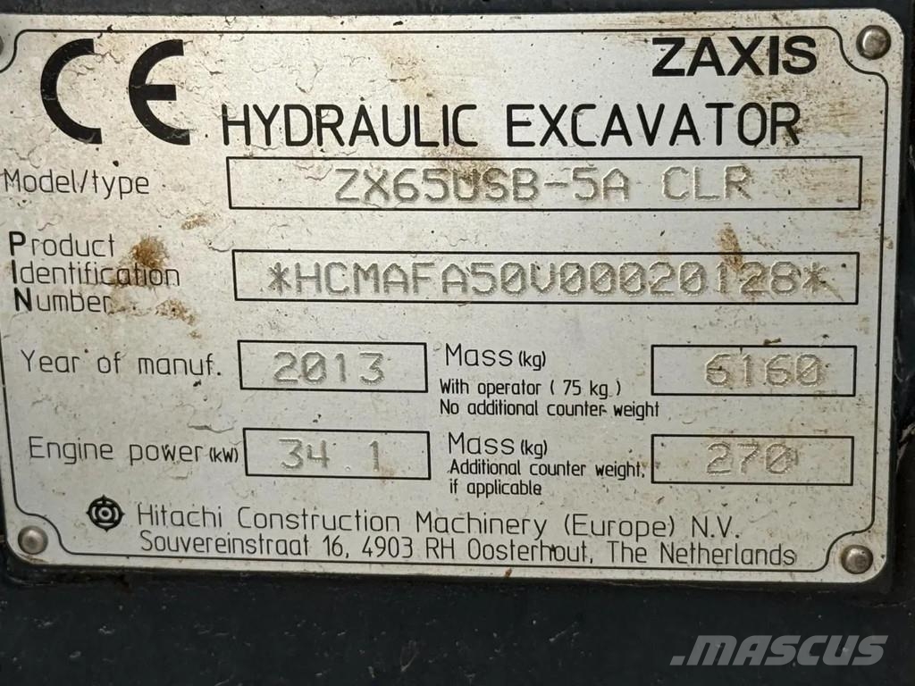 Hitachi ZX65USB-5A CLR Εκσκαφάκι (διαβολάκι) < 7t