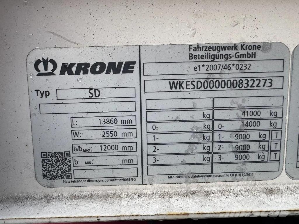 Krone SD 3 AXLE - 1 LIFT AXLE - SLIDING ROOF Curtainsider semi-trailers