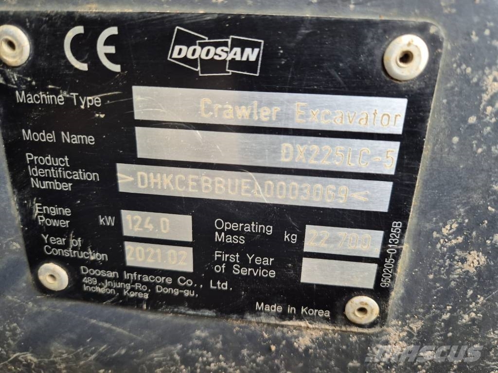 Doosan DX225LC-5 Kettenbagger Εκσκαφείς με ερπύστριες