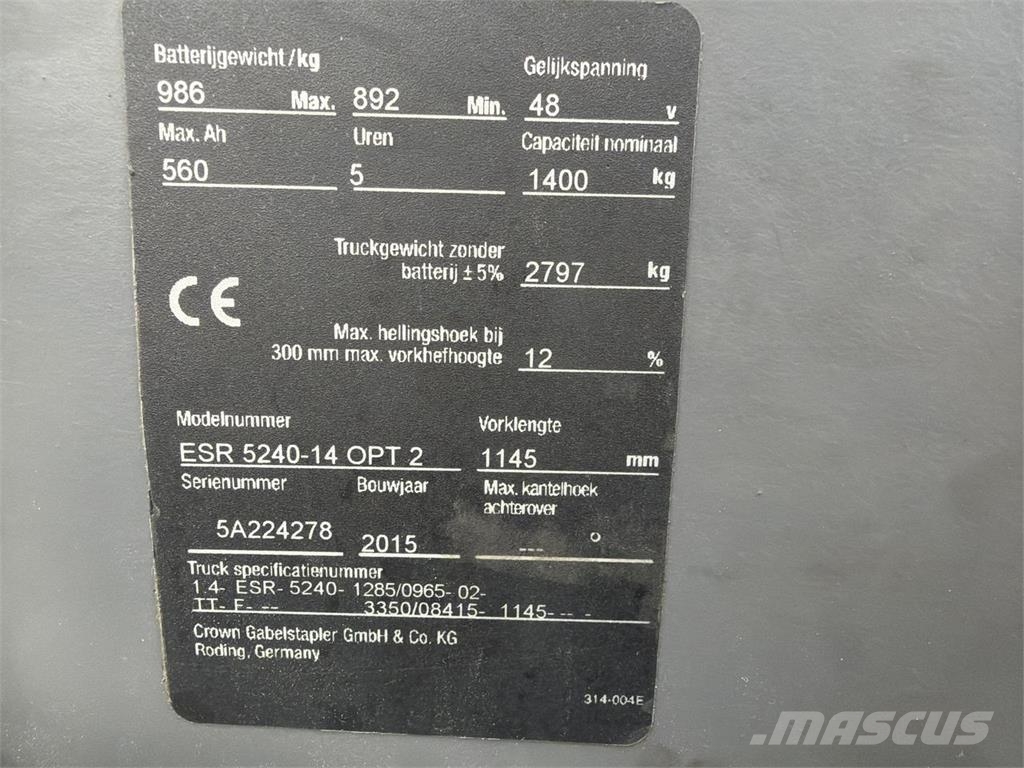 Crown ESR 5240-14 Reachtruck Skyvemasttruck