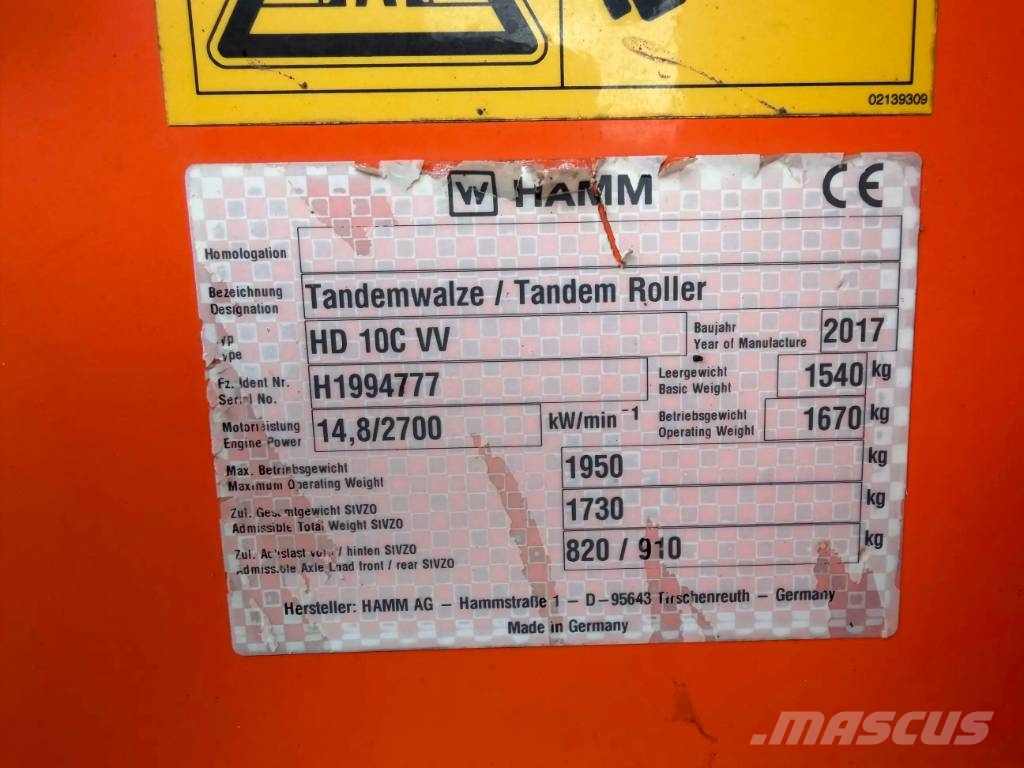 Hamm HD10 C VV Dvojni valjarji
