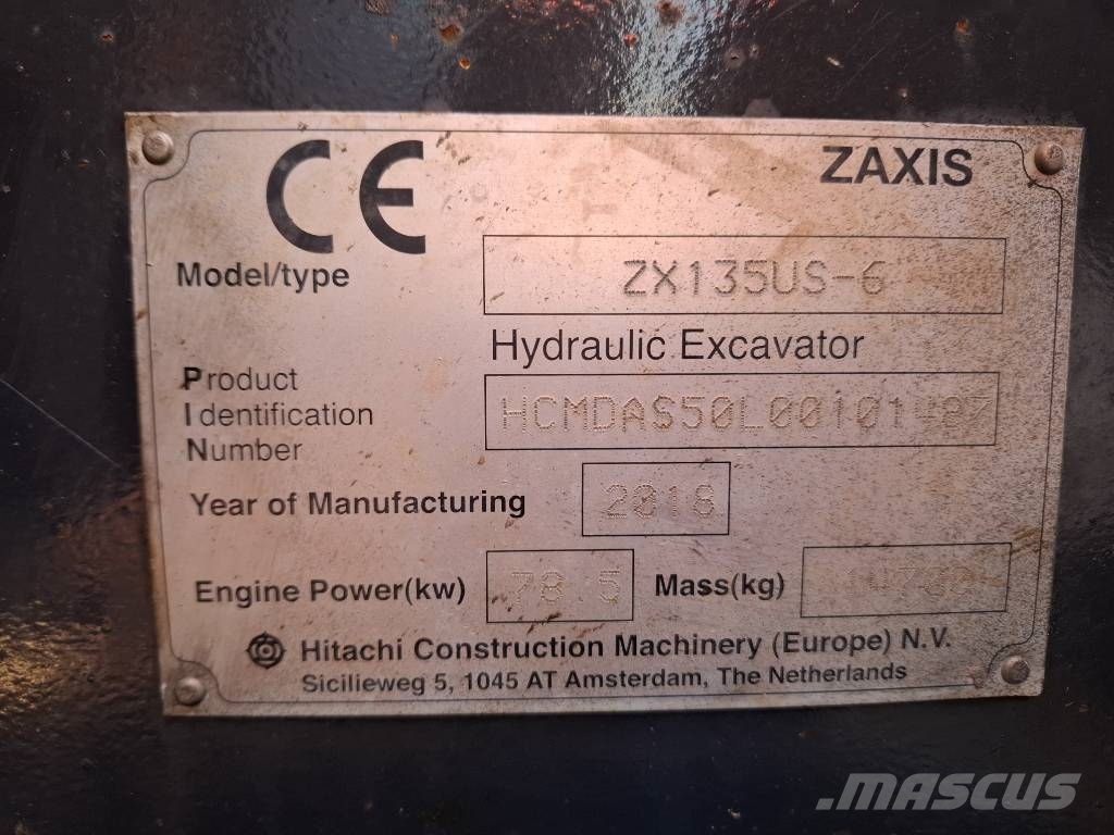 Hitachi ZX 135 US-6/ Materiaalikoura, Rasvari, Lämmitin 履带挖掘机