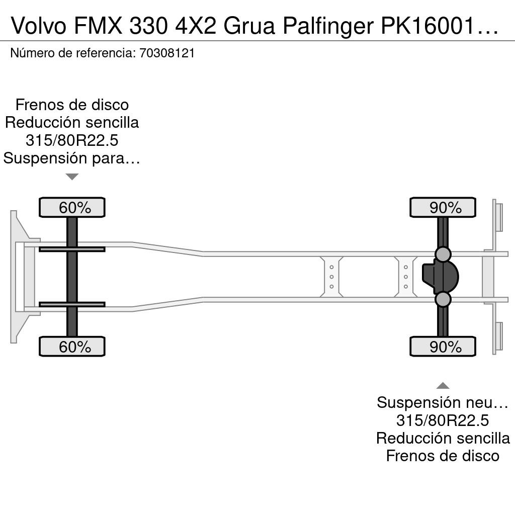 Volvo FMX 330 4X2 Grua Palfinger PK16001 control remoto Camion plateau