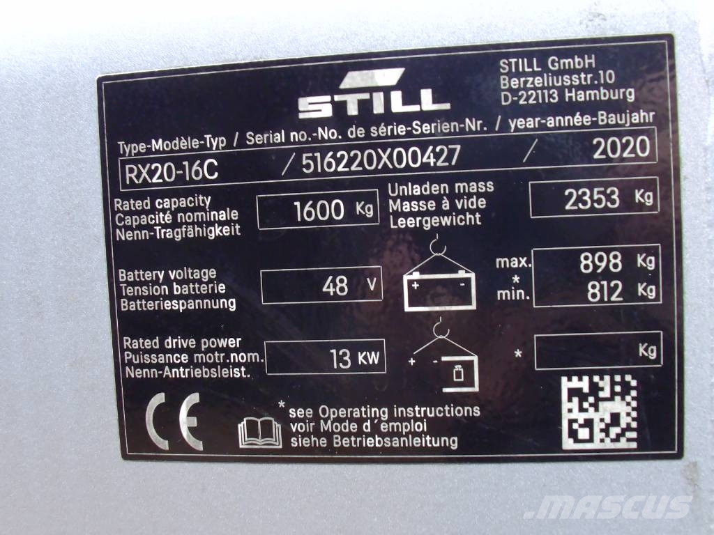 Still RX 20-16 C شاحنات ذات رافعات شوكية تعمل بالكهرباء