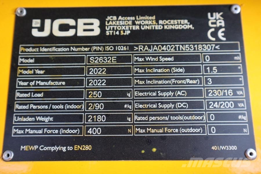 JCB S2632E Valid inspection, *Guarantee! New And Avail Platforme foarfeca