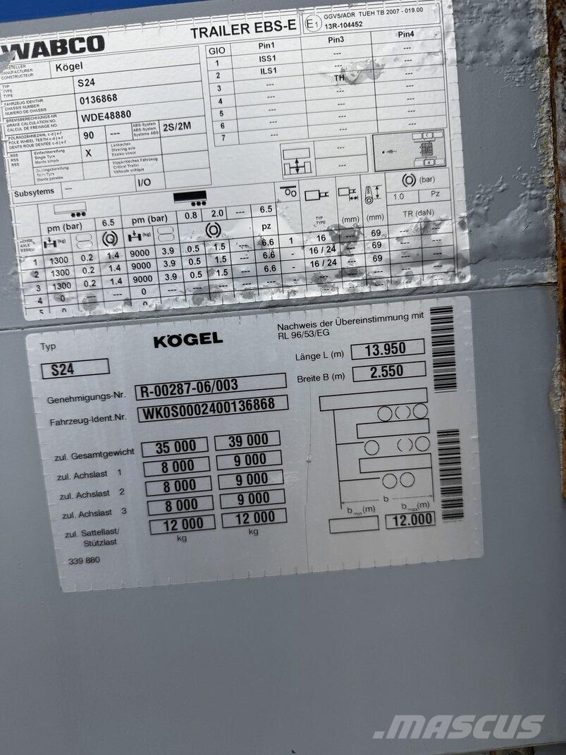 Kögel Mega - MAXX S24 VIN 868 Semirremolques de caja de lona