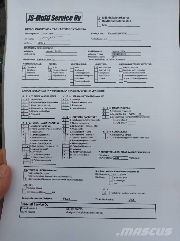 Leguan 125 myös vuokraus Altre piattaforme monobraccio
