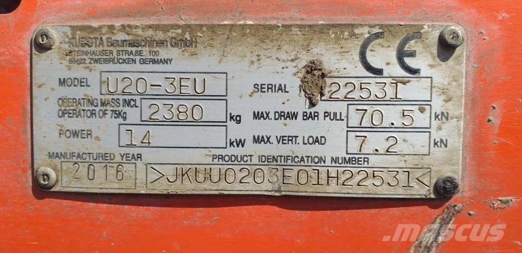 Kubota U 20-3 Mini ekskavatörler, 7 tona dek