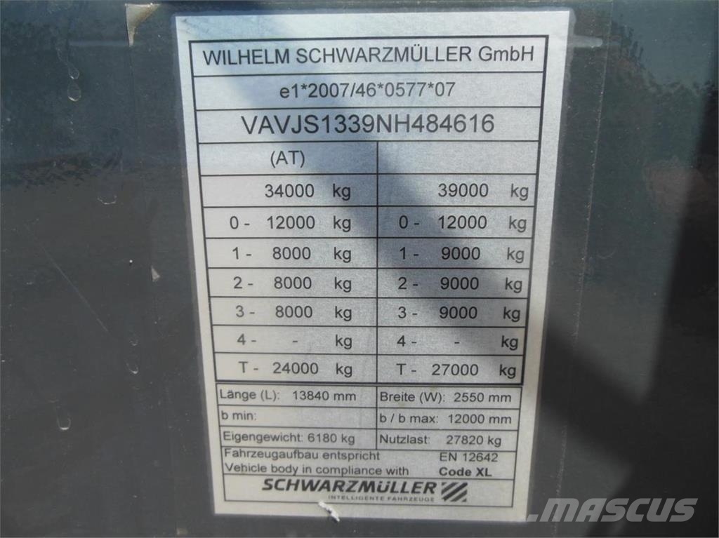 Schwarzmüller S1, BOČNICE!!!, Paletový koš návěs pro nákladní Επίπεδες/πλευρικώς ανοιγόμενες ημιρυμούλκες
