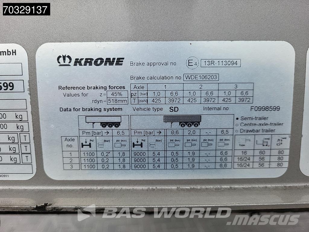 Krone SD Palletenkasten Lift Axle Curtainsiderauflieger