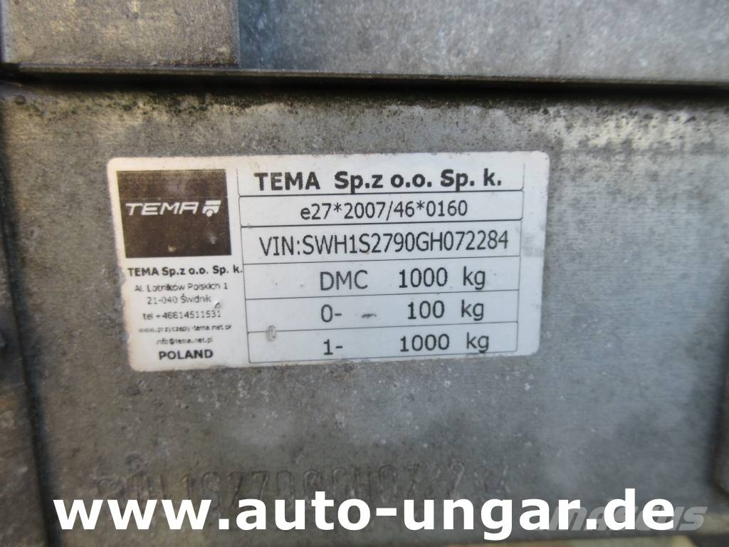 TEMARED Tema Anhänger 1.000kg Tieflader Plane gebremst 100 Причепи-платформи/бокове розвантаження