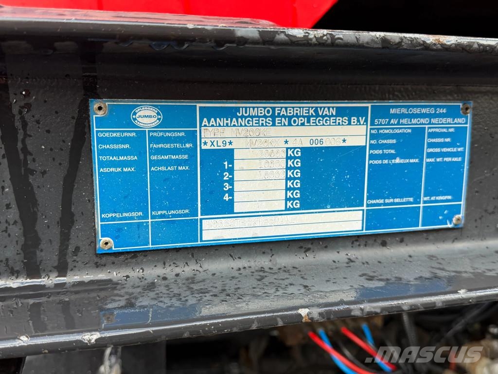 Jumbo MV200.KE 38m3 Kipper Schamel Aanhangwagen *APK* Reboques basculantes
