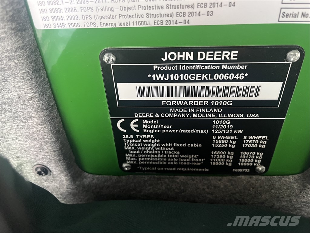 John Deere 1010 G Uitrijwagens