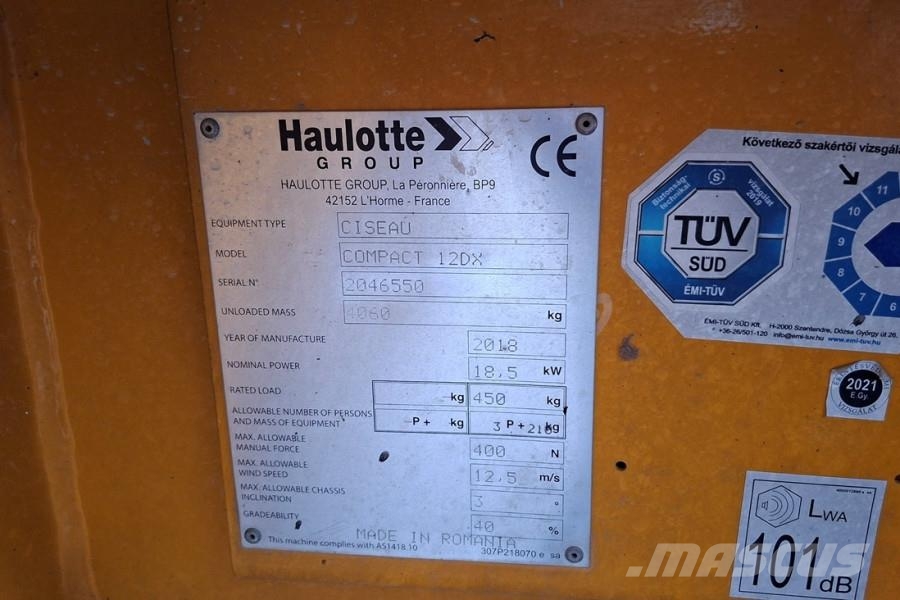 Haulotte Compact 12DX Diesel, 4x4 Drive, 12m Working Height Scissor lifts