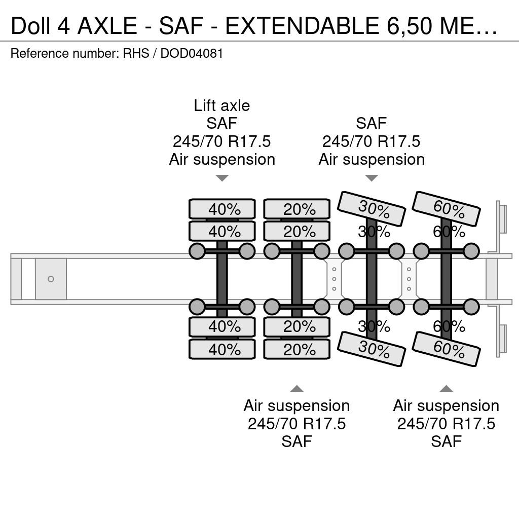 Doll 4 AXLE - SAF - EXTENDABLE 6,50 METER Semirremolques de carga baja