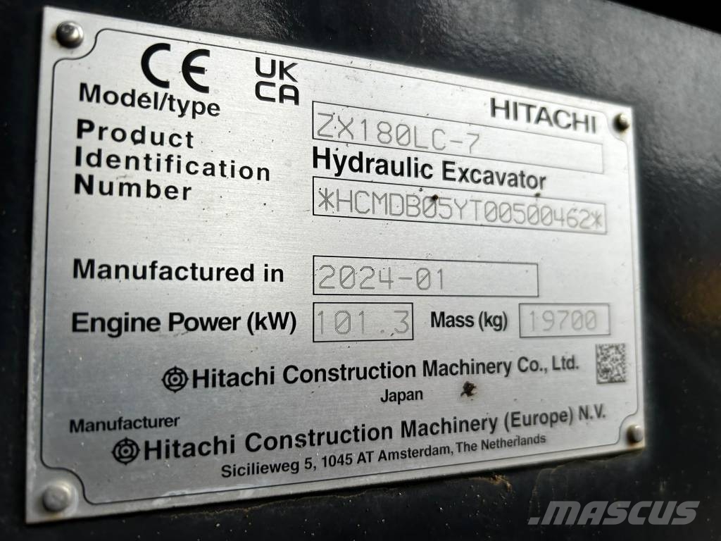 Hitachi ZX 180 LC -7 / StageV, Pienet tunnit, Rasvari Telakaivukoneet