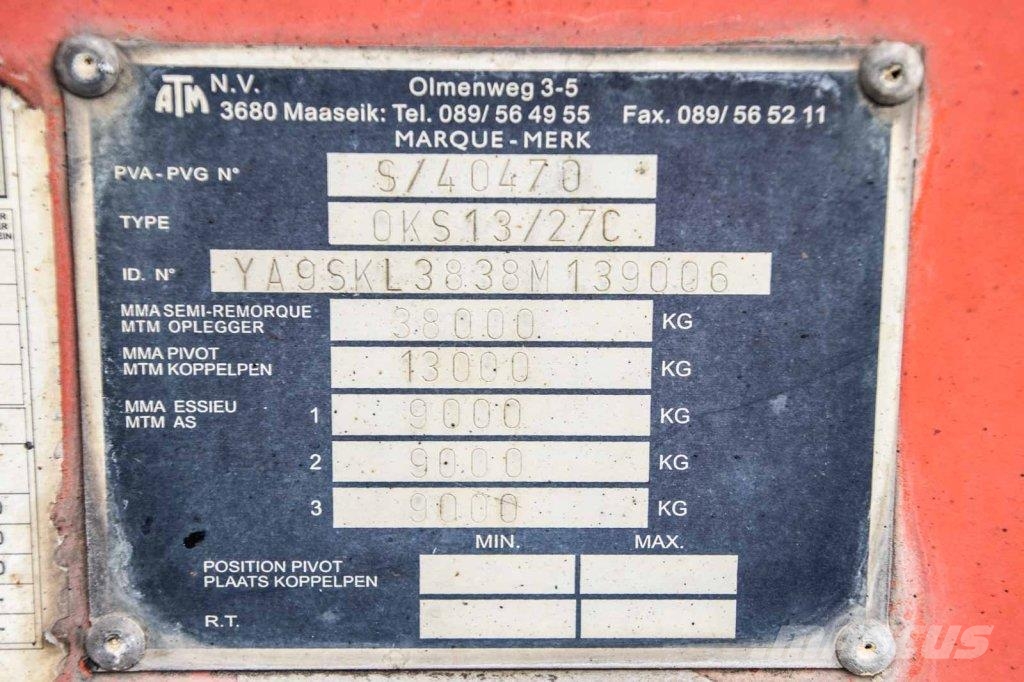 ATM OKS 13/27C -28M3 + STEEL+HYDR.DOOR Naczepy wywrotki / wanny