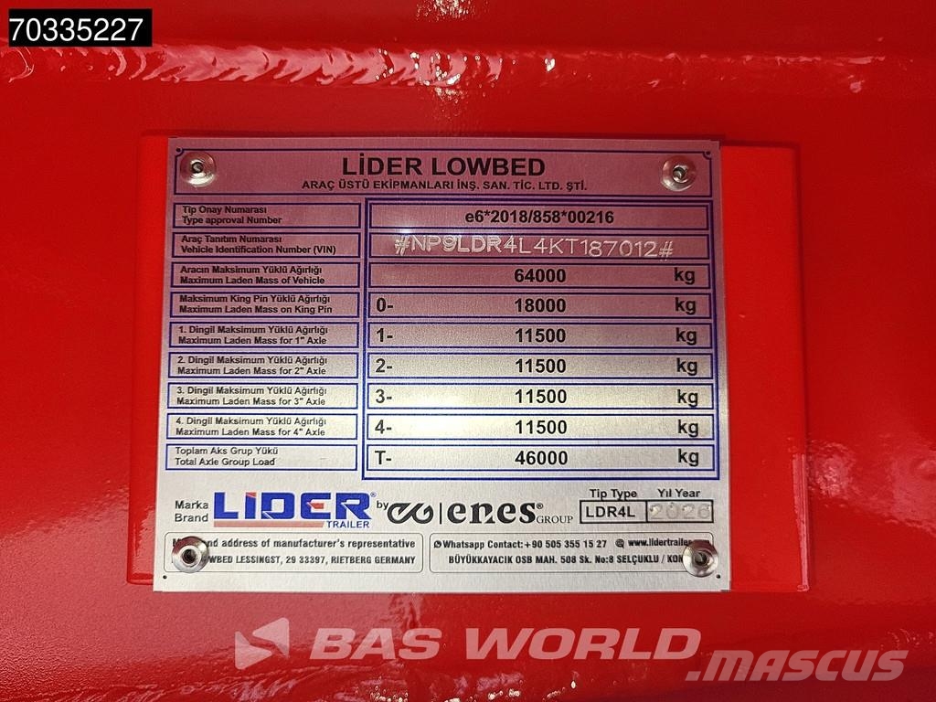 Lider 4 axles New 1xSteering 1x Liftaxle Ramps Low loader-semi-trailers