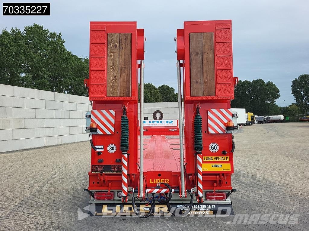 Lider 4 axles New 1xSteering 1x Liftaxle Ramps Low loader-semi-trailers