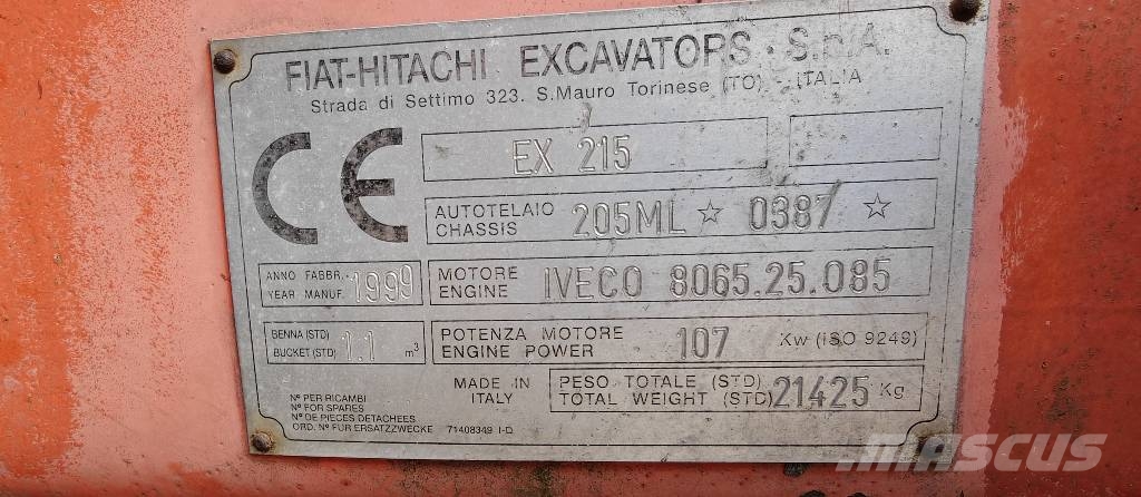 Hitachi EX 215 Excavadoras sobre orugas