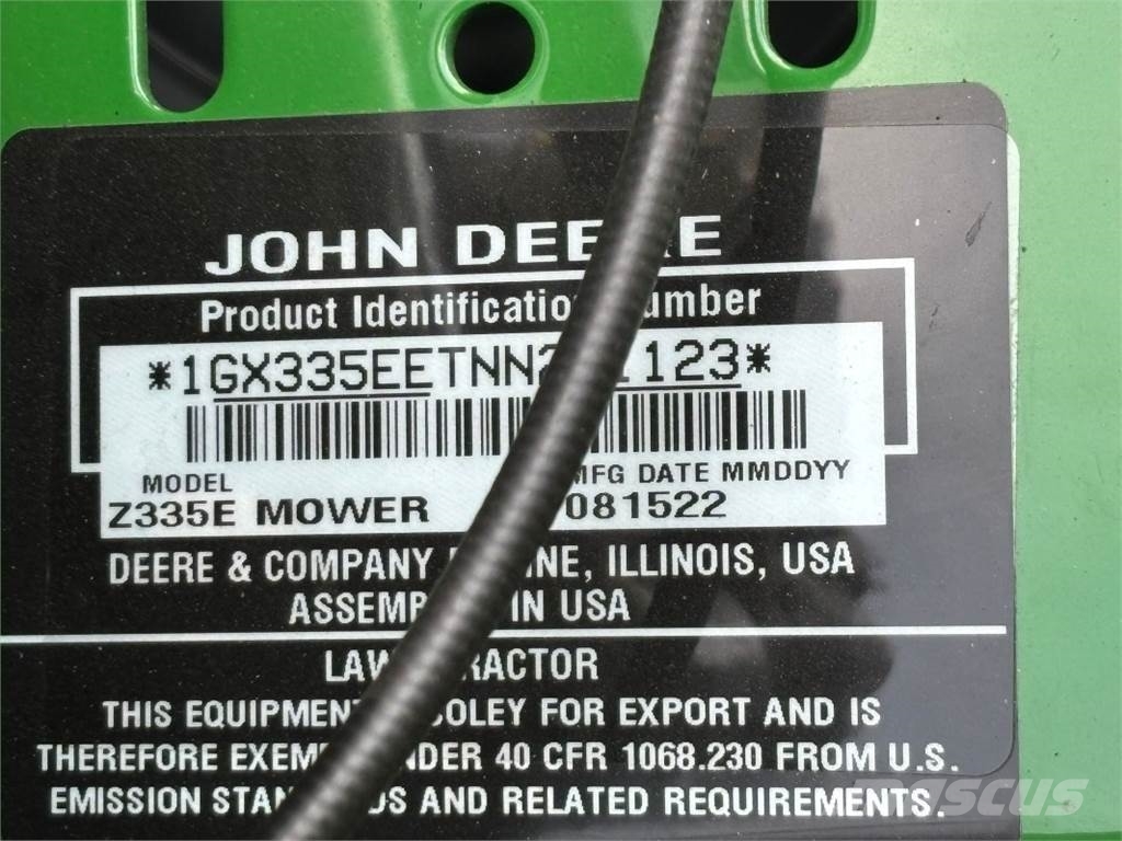 John Deere Z335E Nullwendekreismäher Žacie stroje