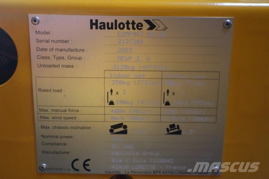 Haulotte Compact 8N Valid inspection, *Guarantee! 8m Workin Scissor lifts