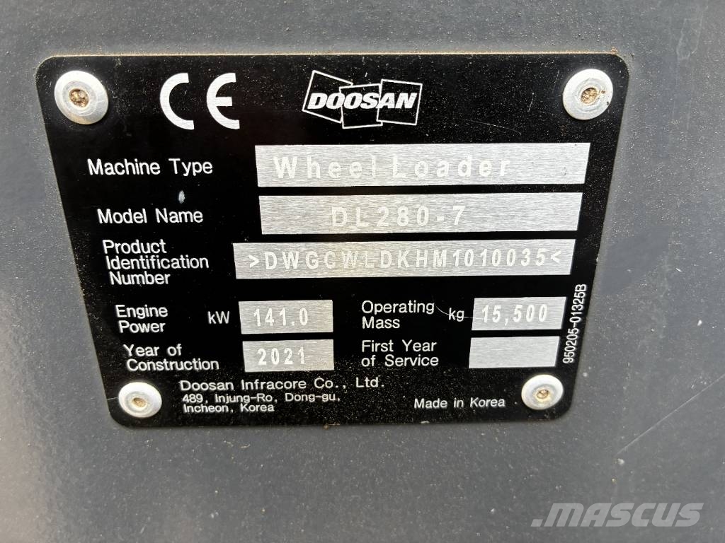 Doosan DL 280-7 Gumikerekes homlokrakodók