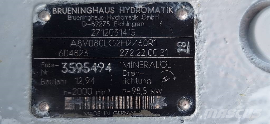 Zeppelin Pompa HYDROMATIK A8V080LG2H2/60R1 ZM 19 هيدروليات