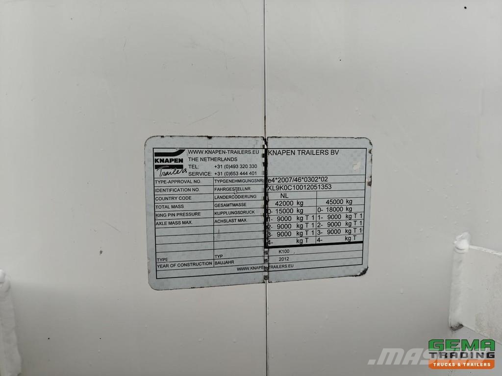 Knapen K100 92m³ - Walking floor - Galvanized Chassis - 1 Kayar zemin yarı römorklar