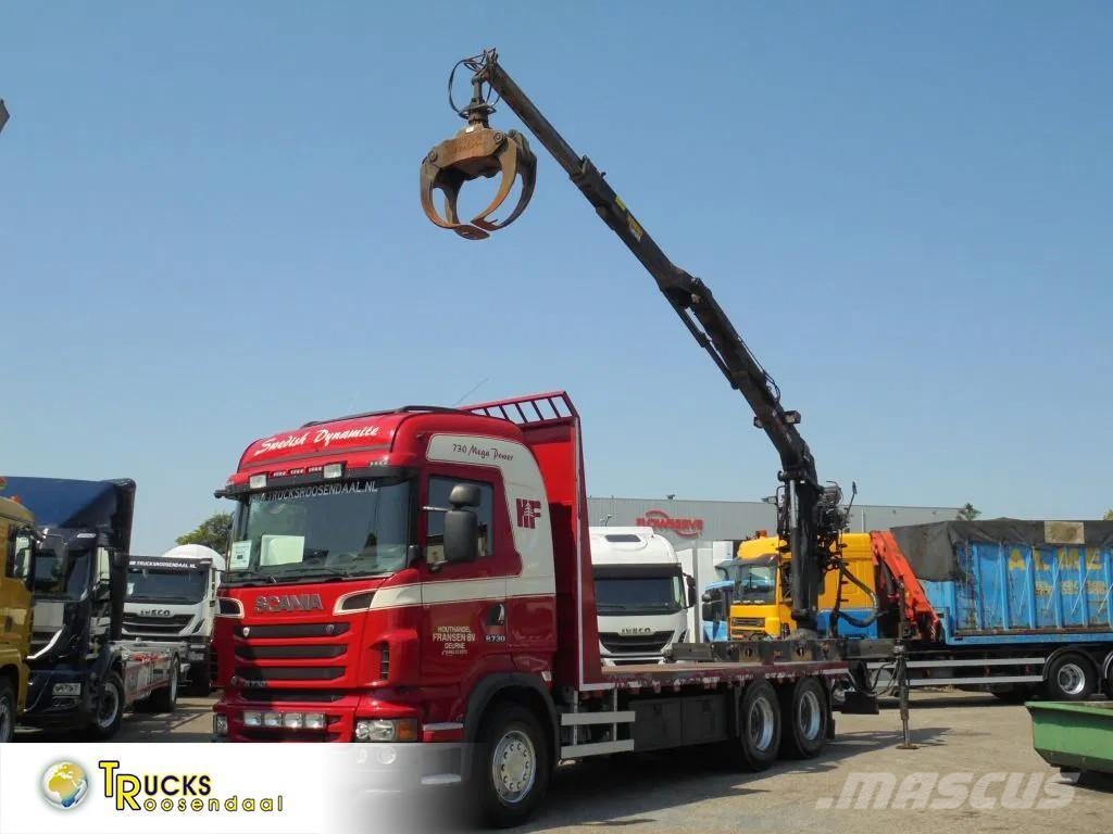 Scania R730 V8 + Euro 5 + Loglift 115Z + 6X4 Platte bakwagens