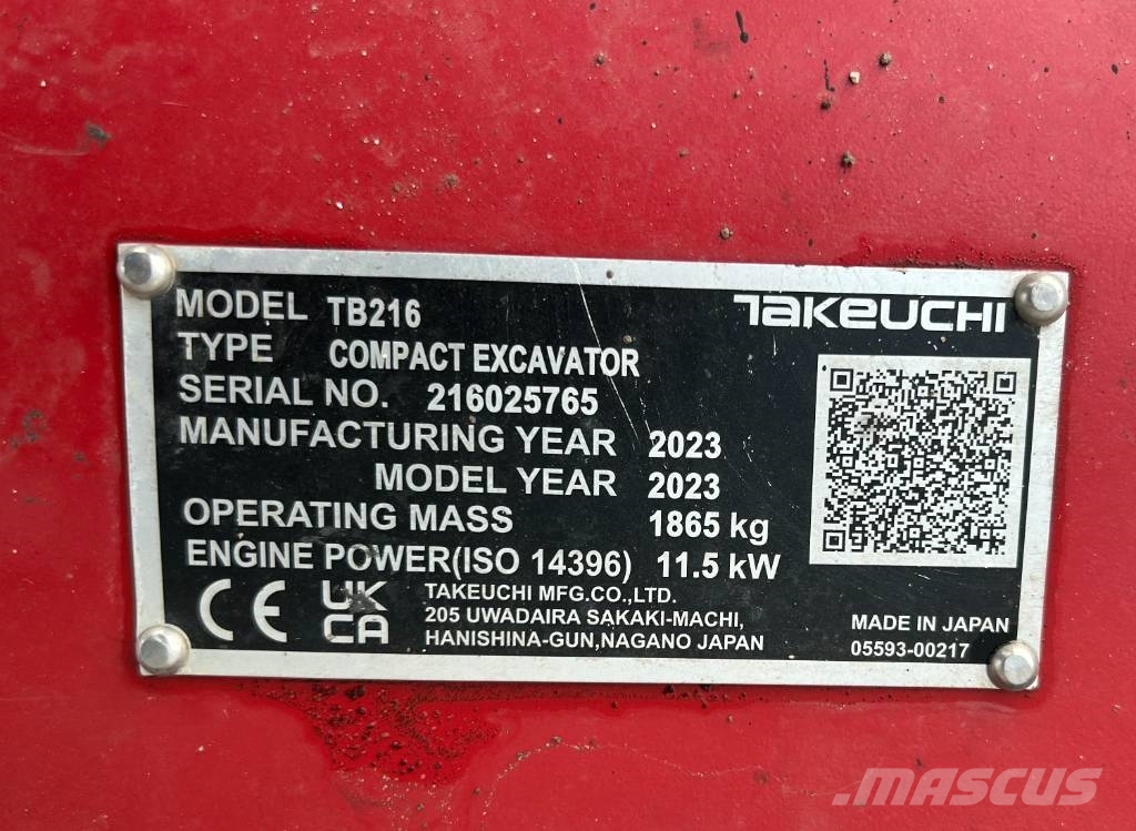 Takeuchi TB 216A V4 Minibagger Mini ekskavatörler, 7 tona dek