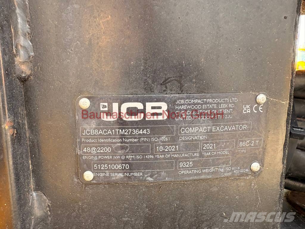 JCB 86C-2 TAB gebraucht BJ 2021 1.630 h Vidēja lieluma ekskavatori 7 t - 12 t