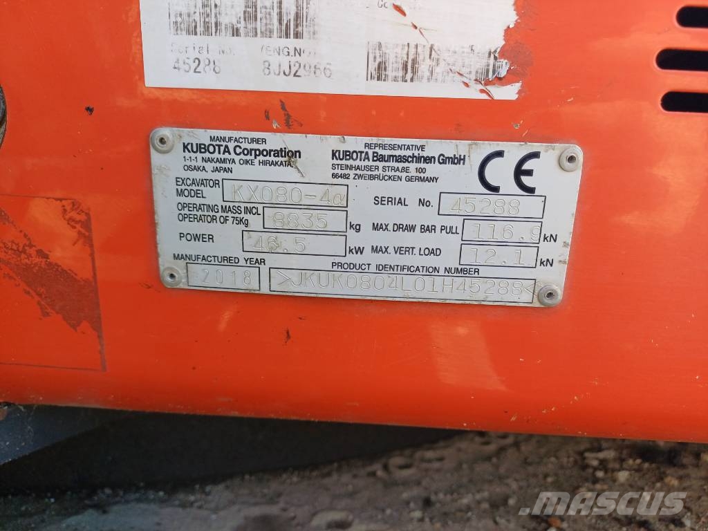 Kubota KX080-4 alpha 2 Midigraafmachines 7t - 12t