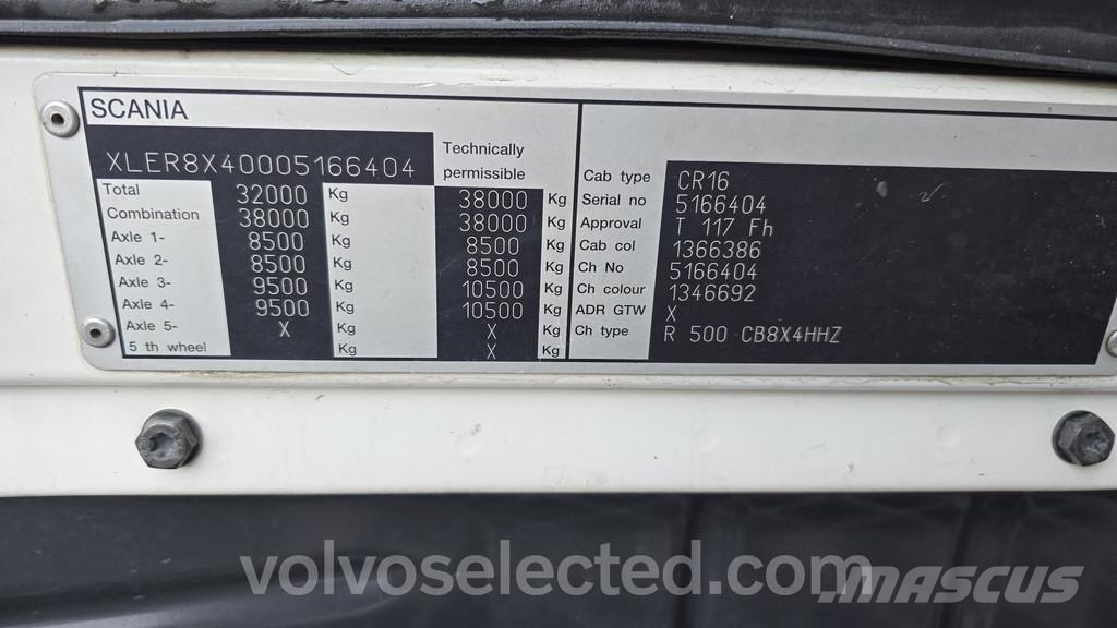 Scania R-serie R500 8x4 Kääntöpelli Nosturilla Vlakke laadvloer met kraan