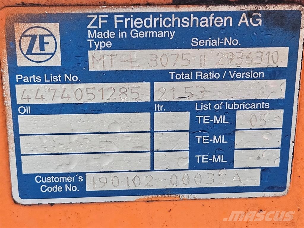 Doosan DL200-ZF MT-L3075II-4474051285 Axle housing محور العجلة