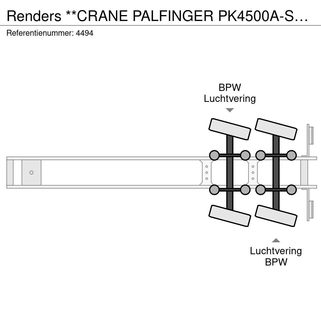 Renders **CRANE PALFINGER PK4500A-STEERING AXXLE** نصف مقطورات مسطحة / مفصلية الجوانب