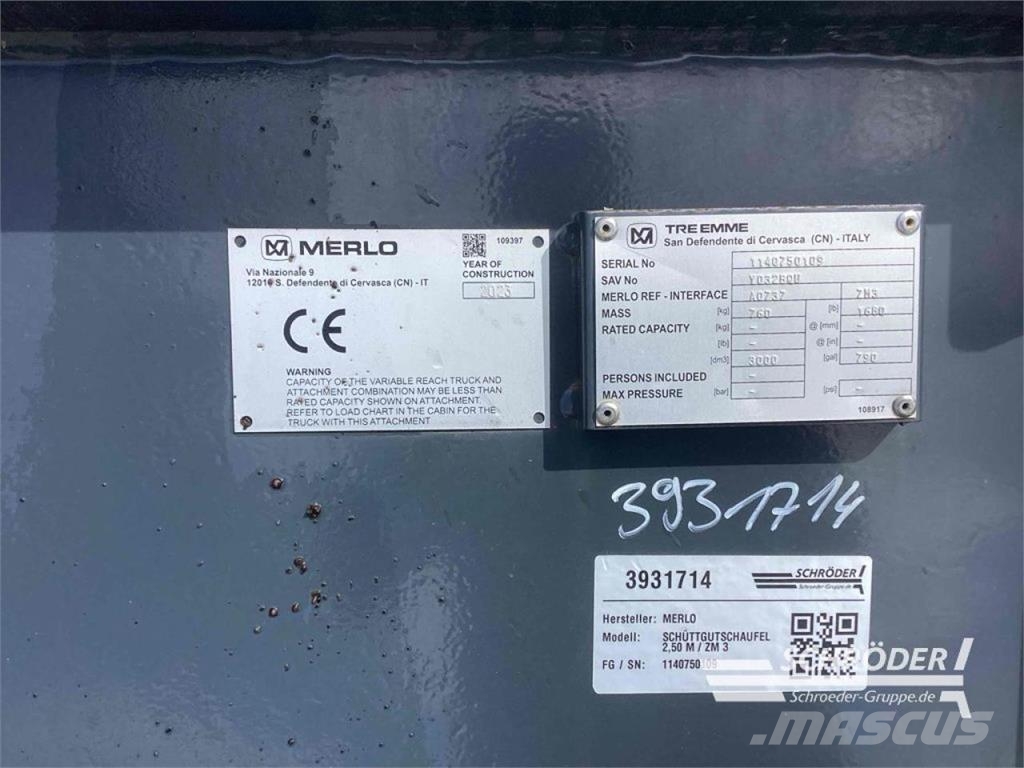 Merlo SCHÜTTGUTSCHAUFEL 2,50 M / AUFNAHME ZM 3 Forks