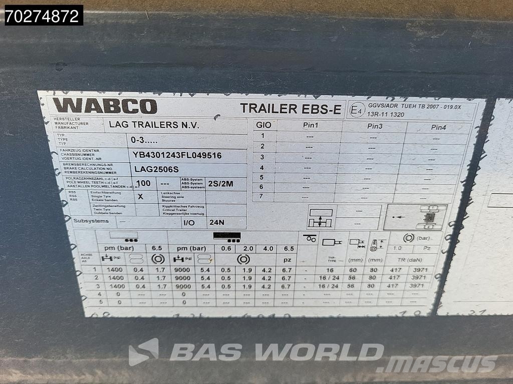 LAG O-3-TI NL-Trailer BPW Tipping نصف مقطورات مقطورة 