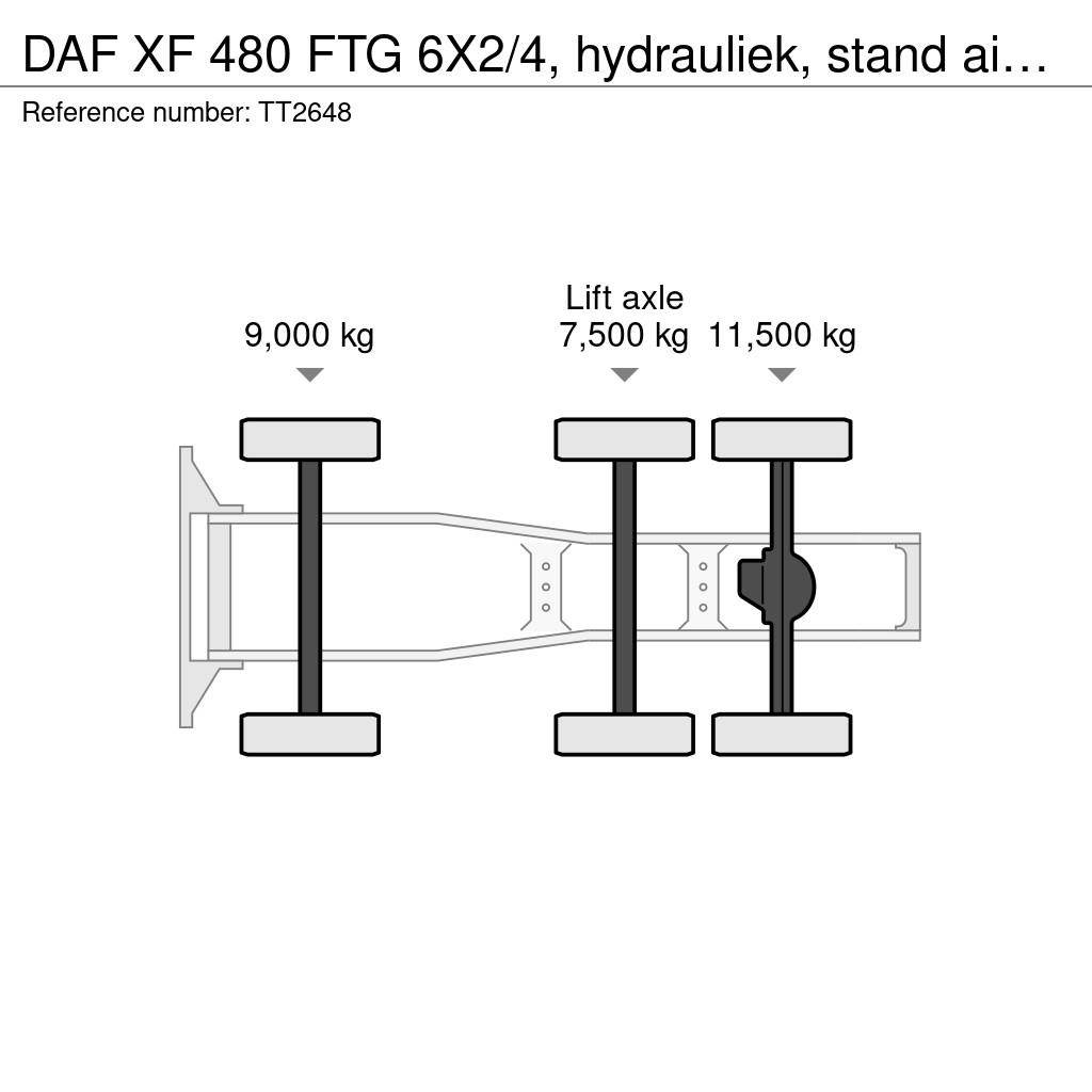 DAF XF 480 FTG 6X2/4, hydrauliek, stand airco, 9t voor Sadulveokid