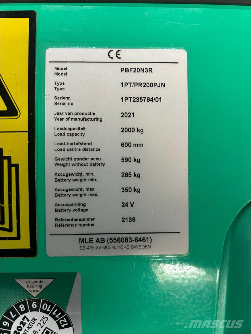 Mitsubishi PBF20N3R 2021 Ročni električni viličar