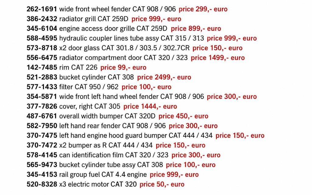 CAT EXCAVATOR and LOADER NEW PARTS CHECK LIST WITH AVA معدات النقل - غير ذلك