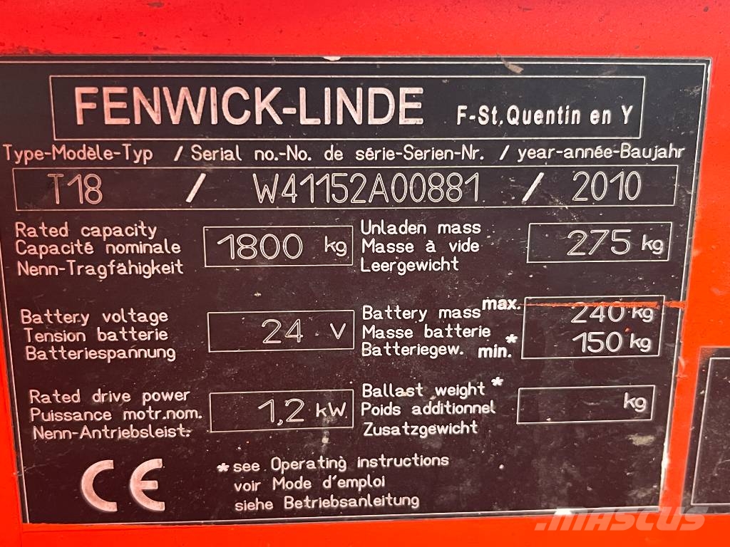 Linde T18 /152/ V-4230 OB Stand-in stackers