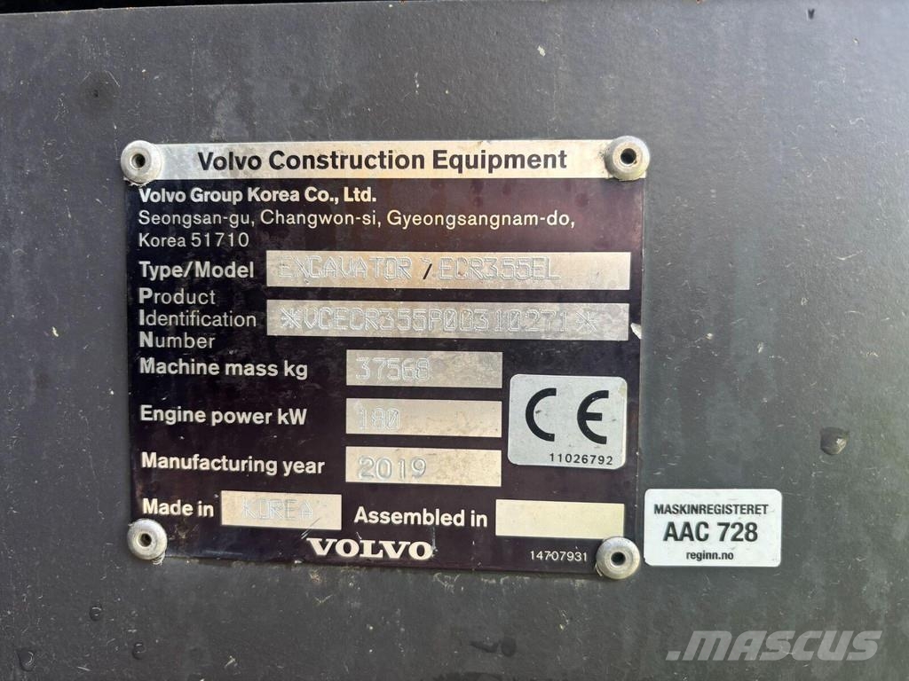 Volvo ECR355EL + GPS Excavadoras sobre orugas