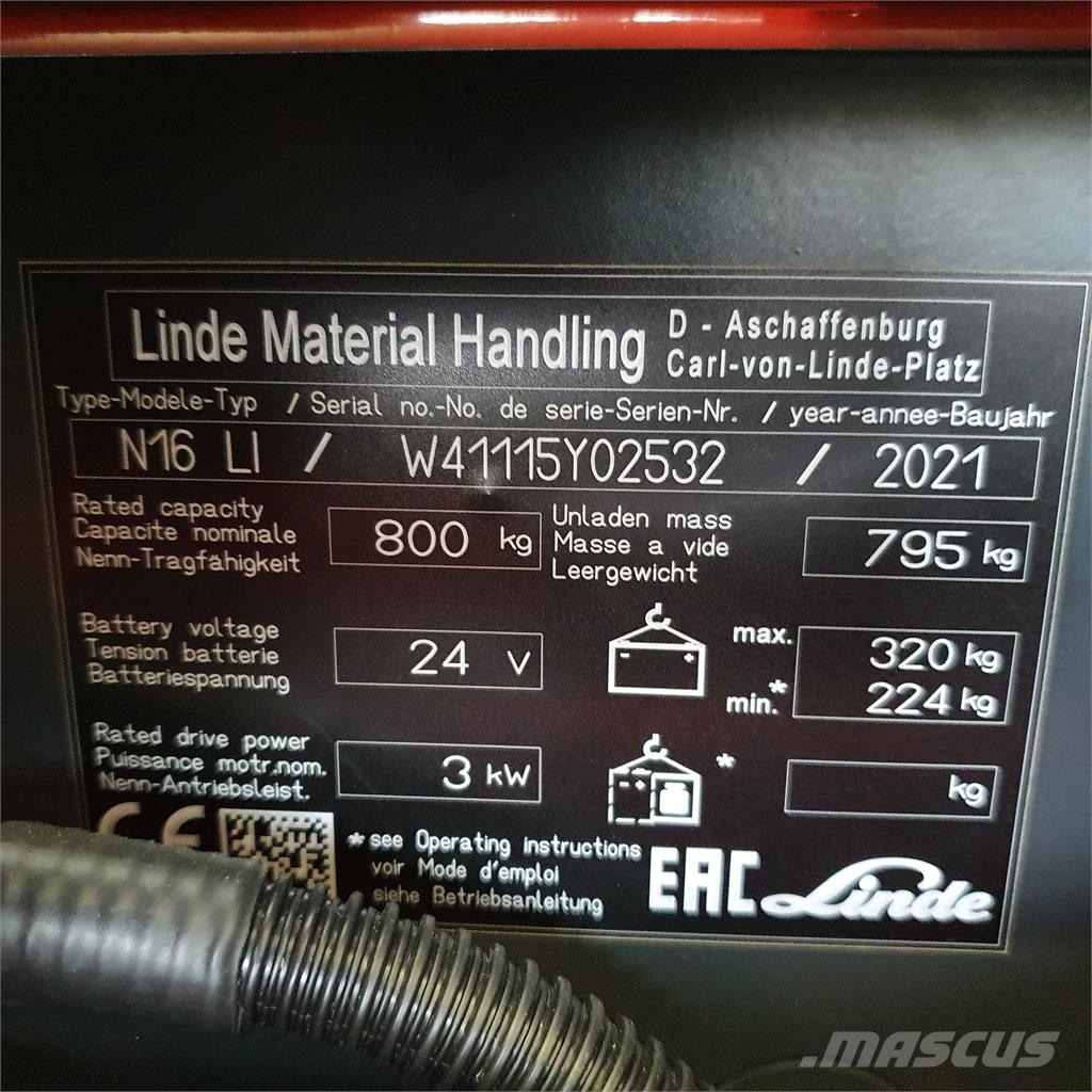 Linde N16Li kurz Low lift order picker