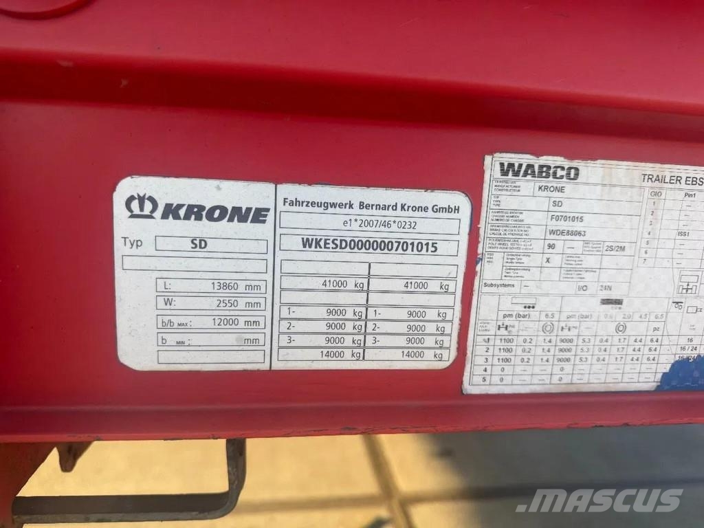 Krone SD 3 AXLE + DHOLLANDIA LIFT 2000 KG + SLING ROOF + Schuifzeilen